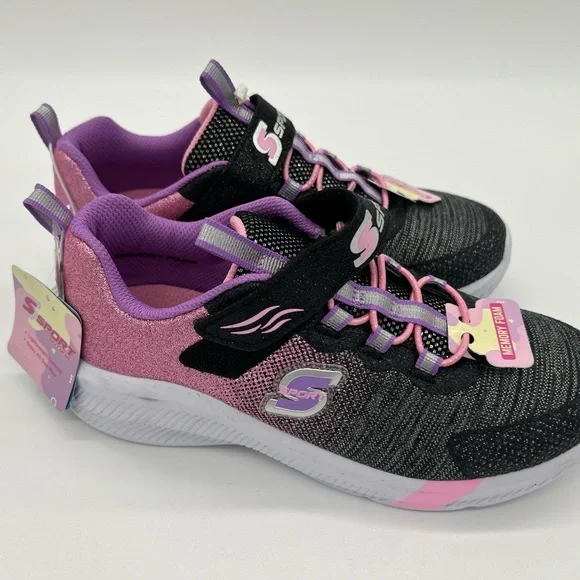 S Sport By Skechers Girls' Jenni Ombre Print Sneakers - Black /Pink Size w/box - Picture 4 of 9
